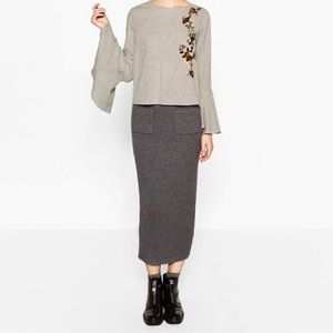 Zara floral embroidered blouse